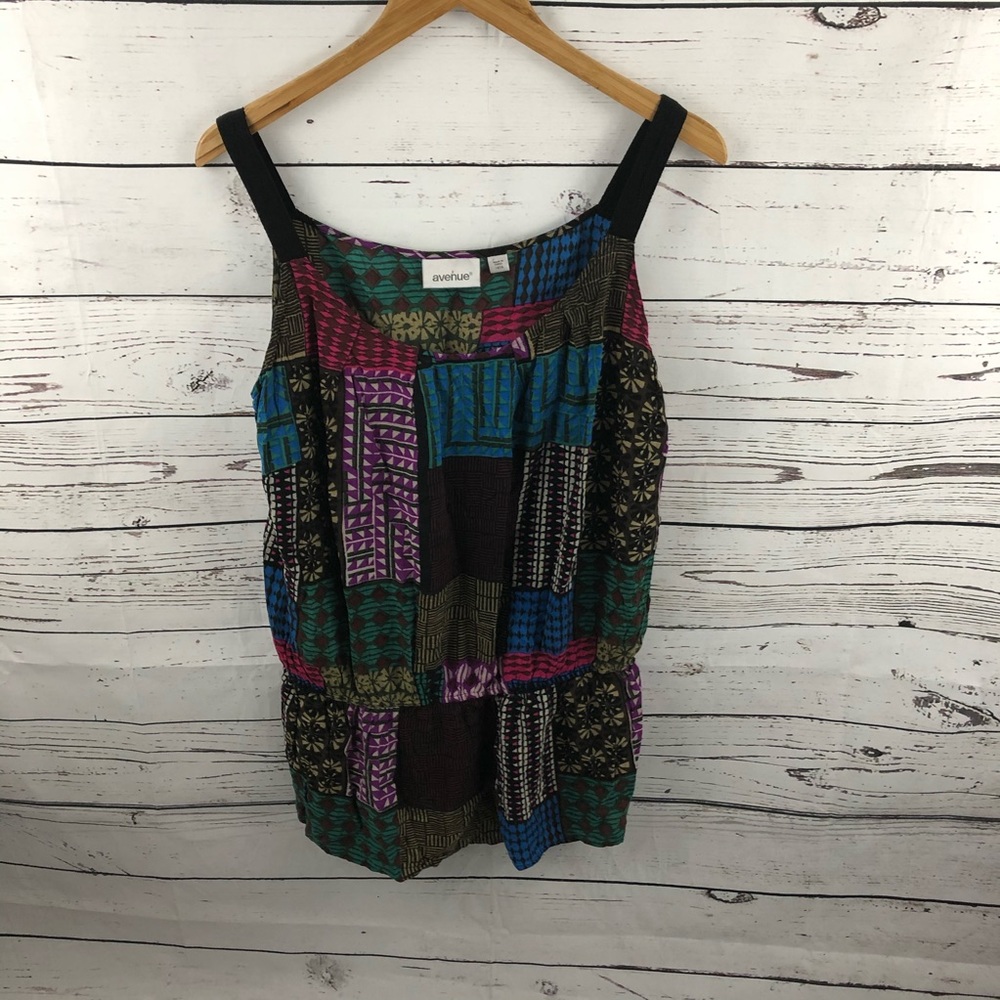 AVENUE Sleeveless Tank Drop Waist Patchwork 14/16